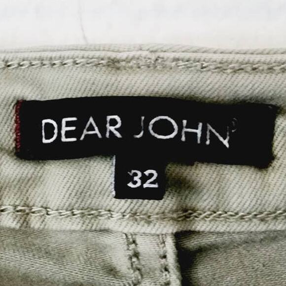 Dear John Joyrich Comfort Skinny Raw Cutout Hem Jeans Cactus Green Size 32 - Picture 4 of 12